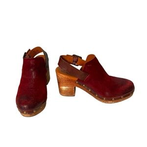 Kork-Ease Rosalind Suede Buckle Chunky‎ Platform Heel Clog Size 6